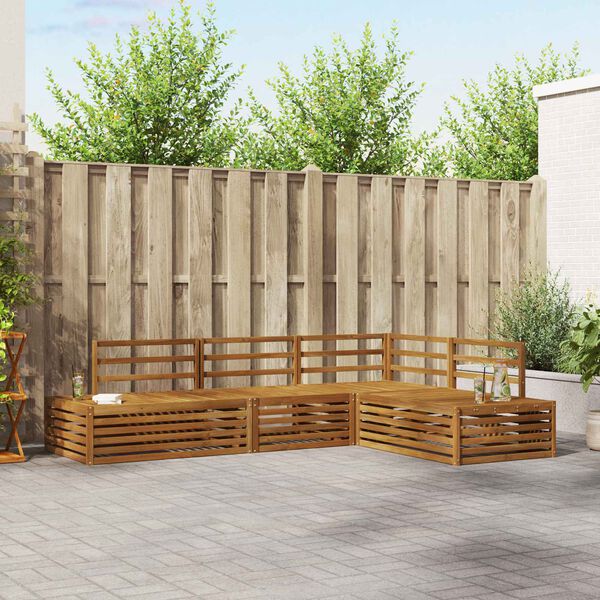 vidaXL Utend&oslash;rs sofa-sett 4 Stk Naturlig Solid akasietre