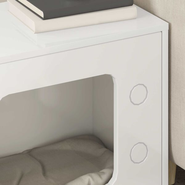 vidaXL Katt Hus Glanset Hvit 51 x 30 x 52 cm Konstruert tre