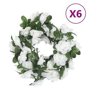 vidaXL Blomsterkranser 6 stk hvit 240 cm