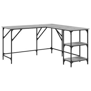 vidaXL Skrivebord gr&aring; sonoma 139x139x75 cm konstruert tre
