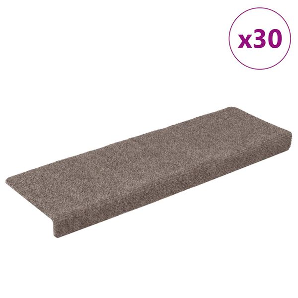 vidaXL Trappematter selvklebende 30 stk 65x21x4 cm beige rektangulær kant