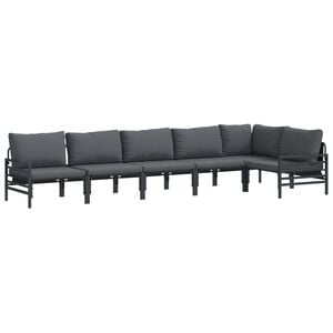 vidaXL Hagesofa Set med pute 6 pcs Svart St&aring;l