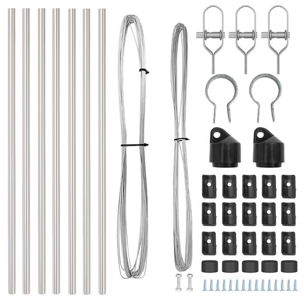 vidaXL Gjerdepunkter 7 pcs sølv Ø32mm 80 cm Galvanisert stål