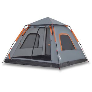 vidaXL Campingtelt 5 personer gr&aring; og oransje hurtigutl&oslash;ser