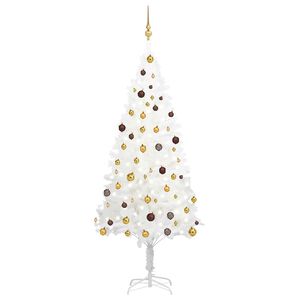 vidaXL Forh&aring;ndsbelyst kunstig juletre med kulesett hvit 210 cm