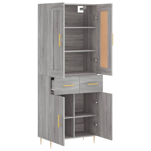 vidaXL Highboard gr&aring; sonoma 69,5x34x180 cm konstruert tre