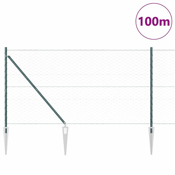 vidaXL Gjerdep&aring;le gr&oslash;nn 100 x 1,4 m (50 mm mesh) St&aring;l og PVC
