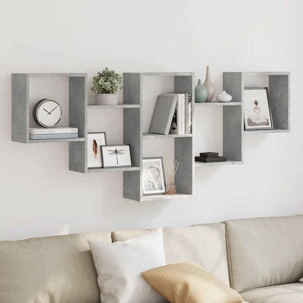 vidaXL Vegghylle betonggr&aring; 159x18x66 cm konstruert tre