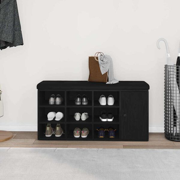 vidaXL Oppbevaringsbenk Svart Eik 102 x 32 x 50 cm Konstruert tre