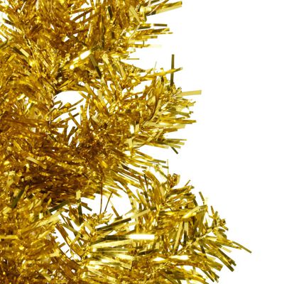 vidaXL Kunstig halvt juletre med stativ tynt gull 150 cm