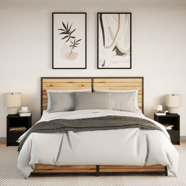 vidaXL Nattbord med LED 2 stk svart konstruert tre