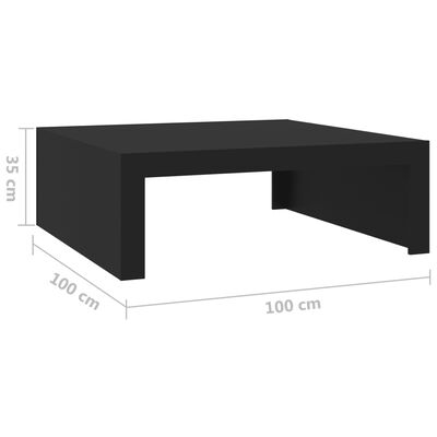 vidaXL Salongbord svart 100x100x35 cm sponplate
