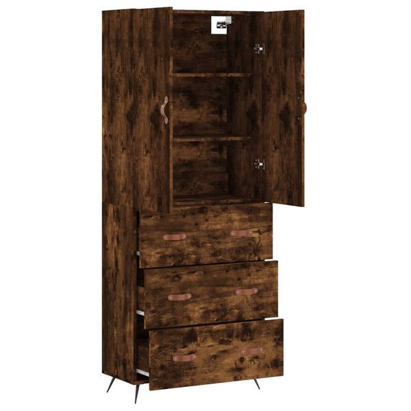 vidaXL Highboard r&oslash;kt eik 69,5x34x180 cm konstruert tre