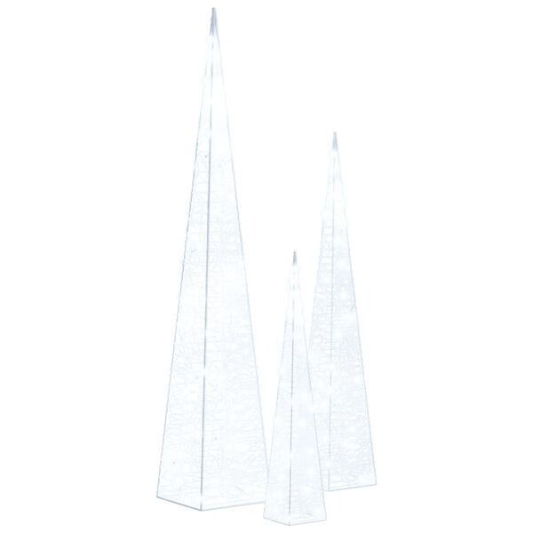 vidaXL Dekorativt LED lyskjeglesett i akryl kald hvit 30/45/60cm