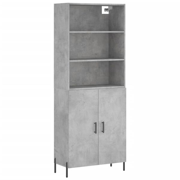 vidaXL Highboard betonggr&aring; 69,5x34x180 cm konstruert tre