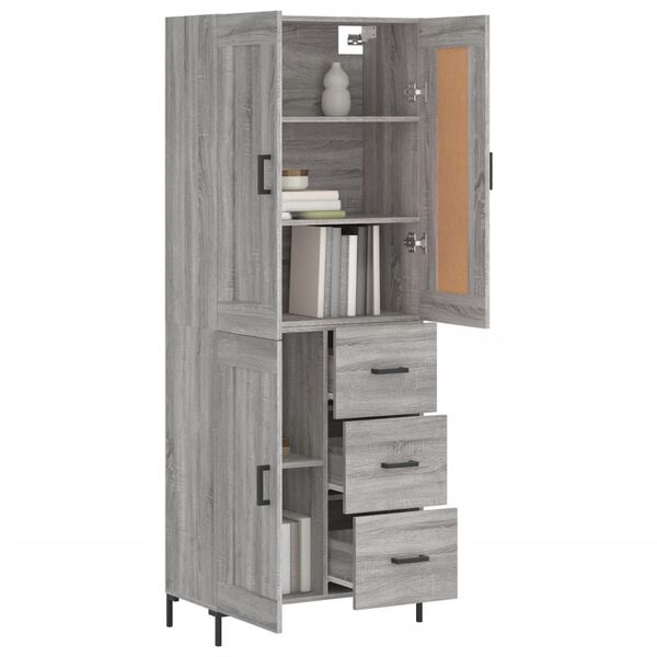 vidaXL Highboard gr&aring; sonoma 69,5x34x180 cm konstruert tre
