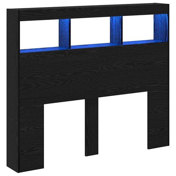 vidaXL Hodegavl med hylle Svart Eik 120 x 17 x 102 cm Konstruert tre