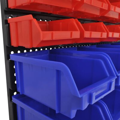 vidaXL Oppbevaringssett veggmontert garasje 30 deler blå og rød