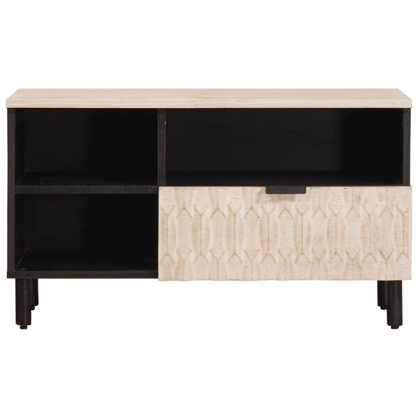 vidaXL TV-skap Hvit Vask Finish 80 x 33 x 46 cm Massiv mango tre