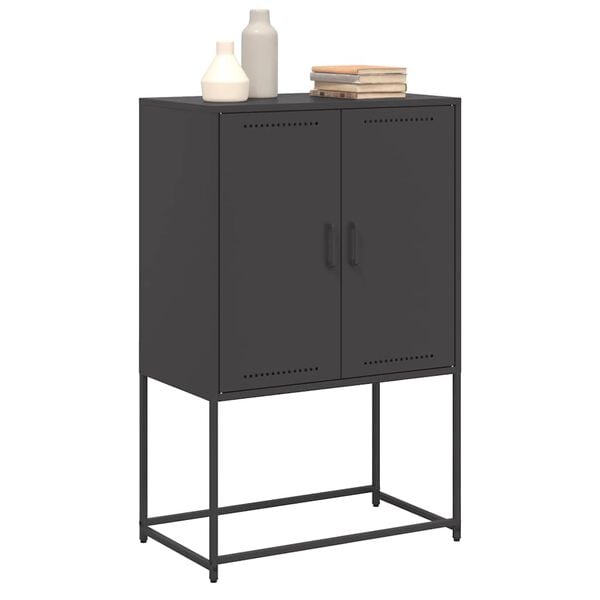 vidaXL Highboard svart 68,5x38,5x107 cm st&aring;l