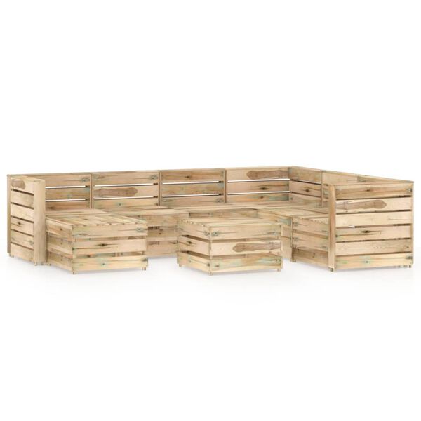 vidaXL Hagesofagruppe 8 deler impregnert furu gr&oslash;nn