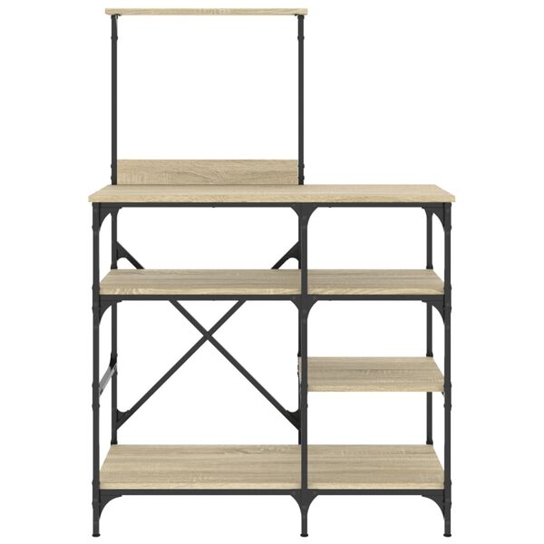 vidaXL Bakehylle sonoma eik 90x40x132 cm konstruert tre og metall