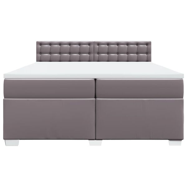 vidaXL Seng med madrass boksfj&aelig;r gr&aring; 200x200 cm kunstl&aelig;r