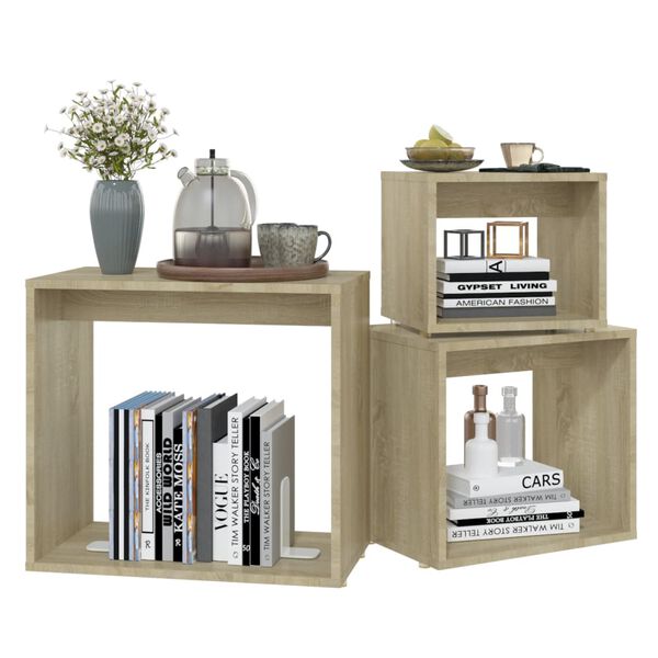 vidaXL Stablebord 3 stk sonoma eik sponplate