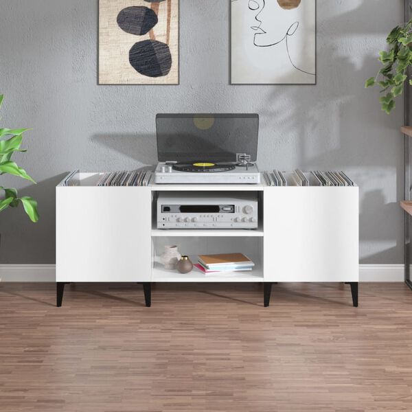 vidaXL Hifi-benk hvit 121x38x48 cm konstruert tre