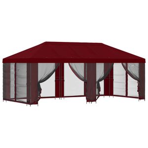 vidaXL Hagepaviljong med sidevegger 6 x 3 m Burgunder