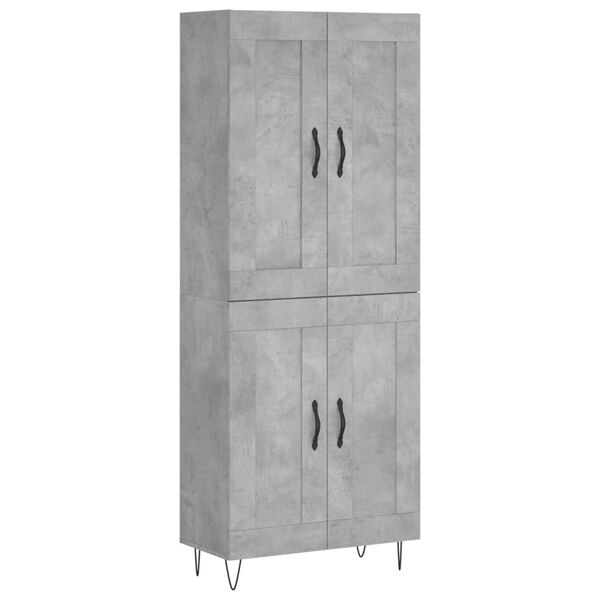 vidaXL Highboard betonggr&aring; 69,5x34x180 cm konstruert tre