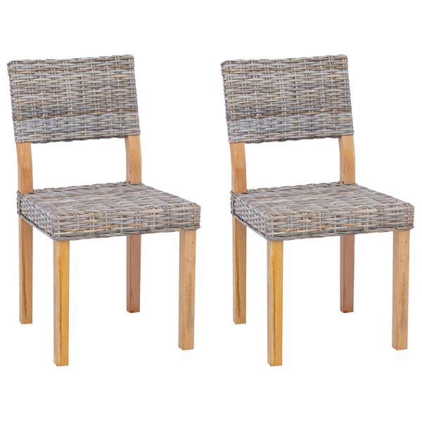 vidaXL Spisestuestol 2 pcs Kubu Gr&aring; 46 x 55 x 84 cm Kubu Rattan