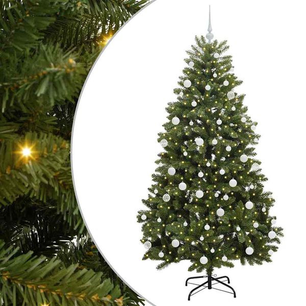 vidaXL Kunstig juletre med 300 LED gr&oslash;nn 180 cm PVC og metall