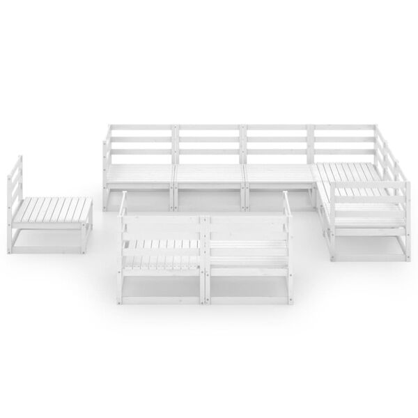 vidaXL Hagesofagruppe 10 deler hvit heltre furu