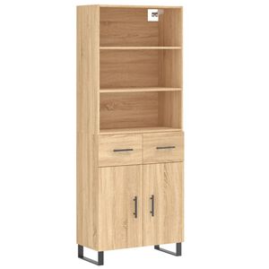vidaXL Highboard sonoma eik 69,5x34x180 cm konstruert tre