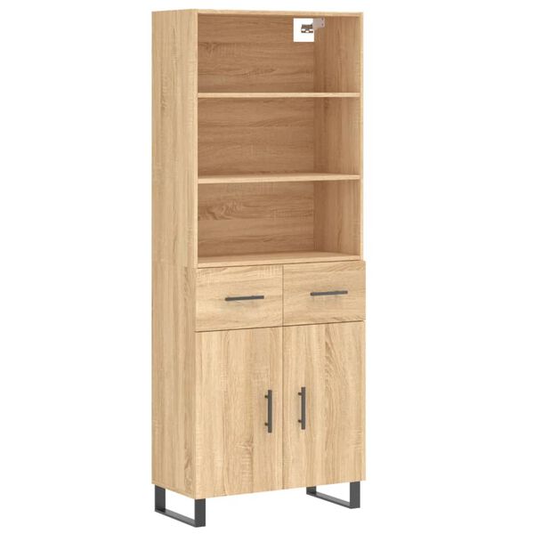 vidaXL Highboard sonoma eik 69,5x34x180 cm konstruert tre