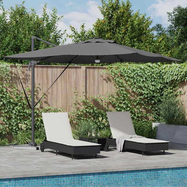 vidaXL Roma parasol med LED -stripelys Antrasitt 286 x 284 x 270 cm