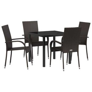 vidaXL Hage Spisegruppe 5 pcs Brun Pulverlakkert st&aring;l