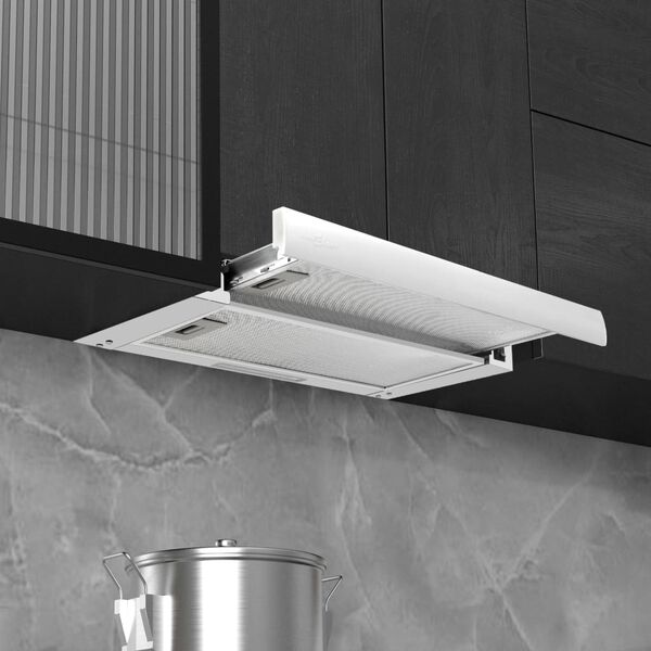 vidaXL Slank innbeygd kj&oslash;kkenvifte 480 m&sup3;/t aluminium rustfritt st&aring;l