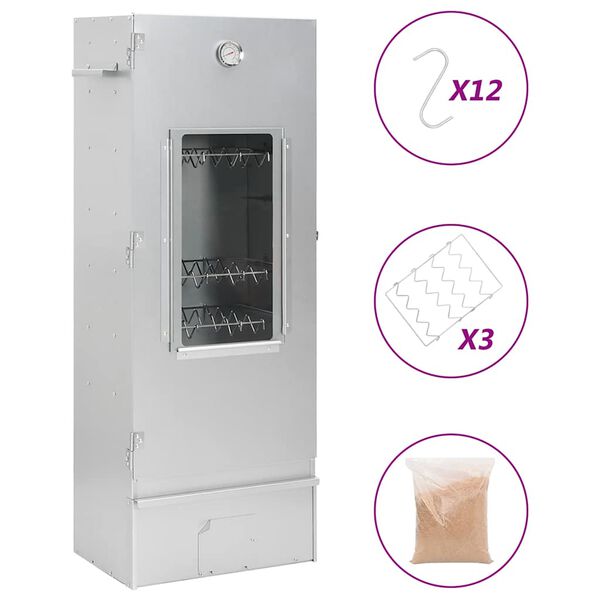 vidaXL R&oslash;ykgrill med treflis 44,5x29x110 cm galvanisert st&aring;l