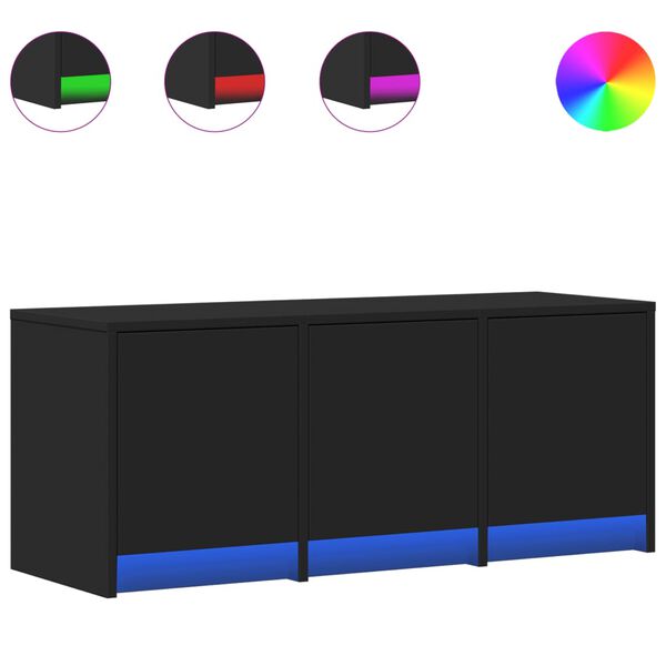 vidaXL TV-benk med LED svart 97x34x40 cm konstruert tre