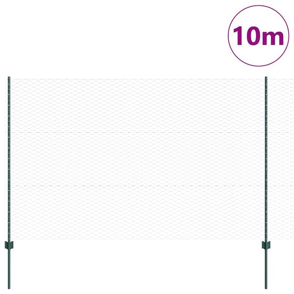 vidaXL Gjerde med stolpe gr&oslash;nn 1,5 x 10 m St&aring;l og PVC