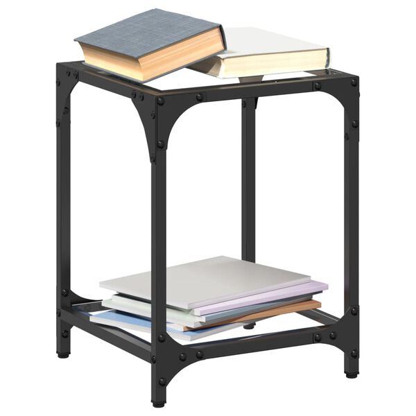 vidaXL Sofabord med gjennomsiktig glassplate 30x30x40 cm st&aring;l