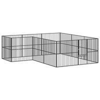 vidaXL Lekegrind for hunder 12 paneler svart galvanisert stål