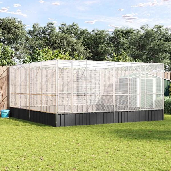 vidaXL Voliere sølv 418x414x212 cm stål