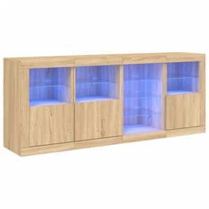 vidaXL Skjenk med LED-lys sonoma eik 164x37x67 cm