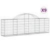 vidaXL Gabionkurver buede 9 stk 200x30x60/80 cm galvanisert jern