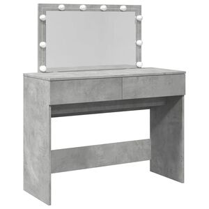 vidaXL Sminkebord med LED betonggr&aring; 100x40x120 cm