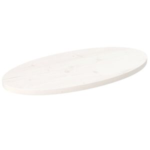 vidaXL Bordplate hvit 70x35x2,5 cm heltre furu oval