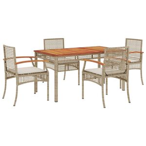 vidaXL Hagespisegruppe med puter 5 deler polyrotting beige